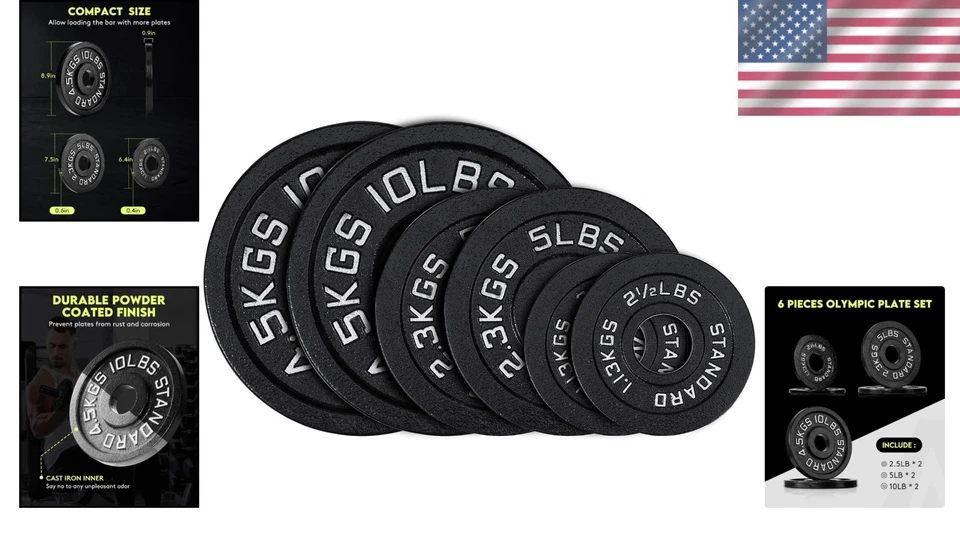 Conjunto de placas de peso olímpico para treinamento de força - 35 lb - Imagem 2 de 4