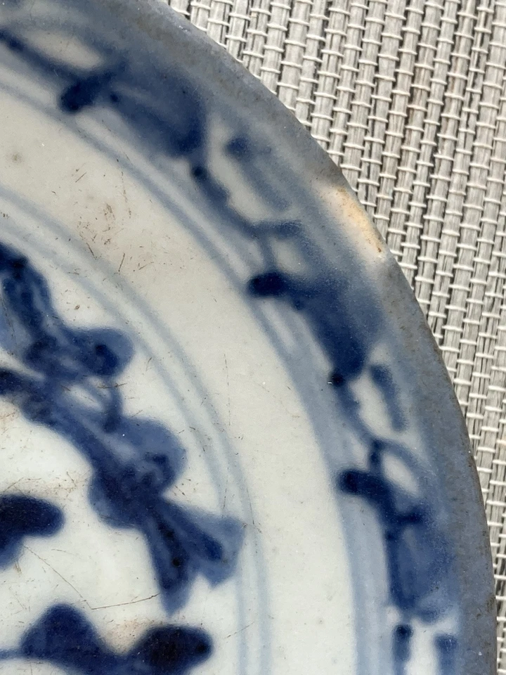 Antique 19th C. Qing Dynasty Chinese Blue & White Porcelain Plate - Image 4 of 4