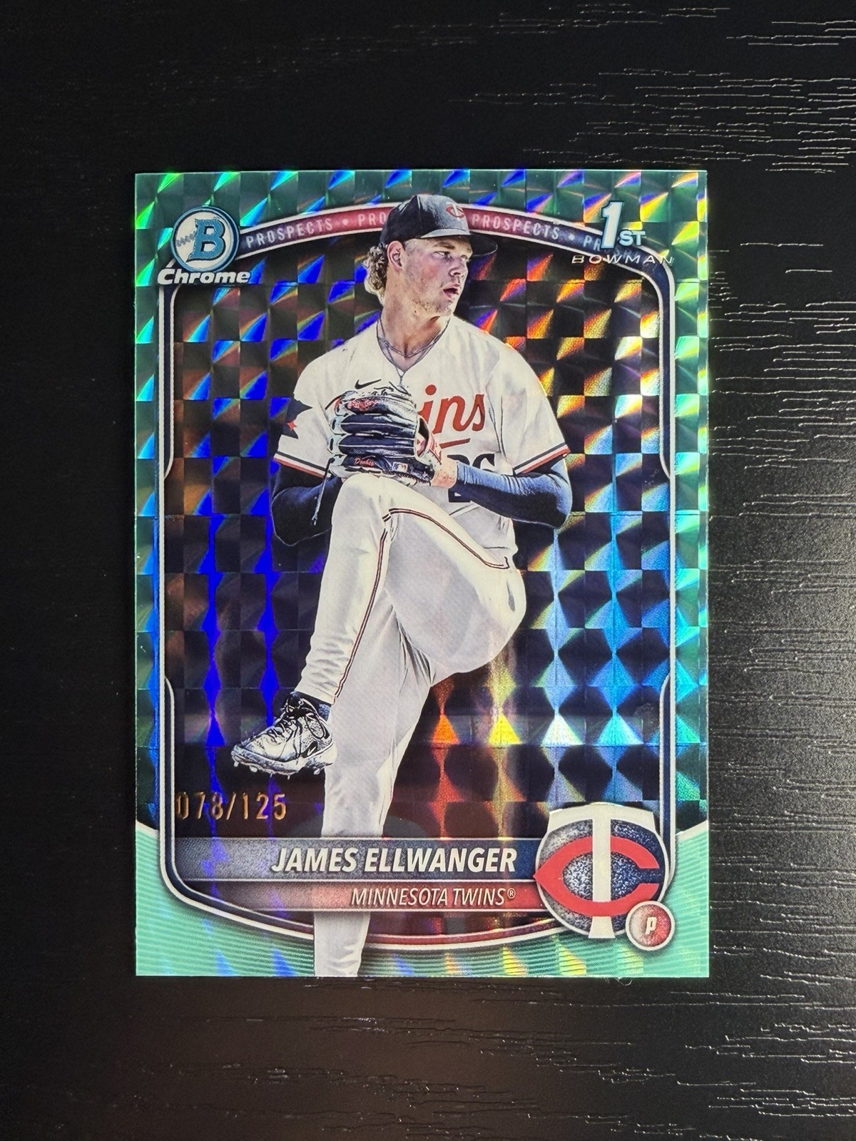 James Ellwanger 2025 Bowman Draft Chrome 1st Aqua Geometric Refractor /125 Twins