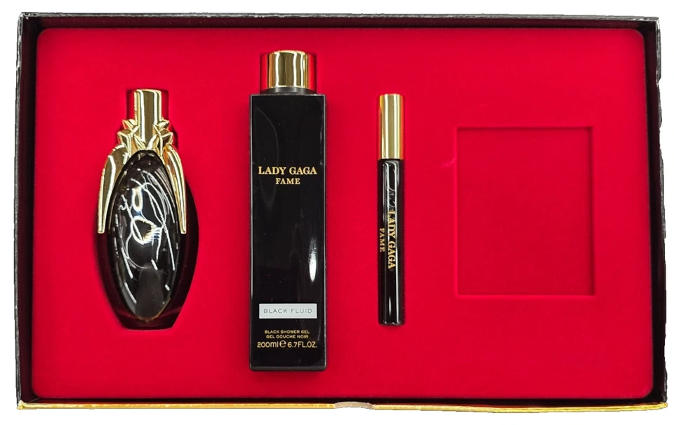 Lady Gaga Black Fluid Eau De Parfum 3.4 OZ Gel de Ducha Rollerball Set de Regalo LEER Foto 3 de 3