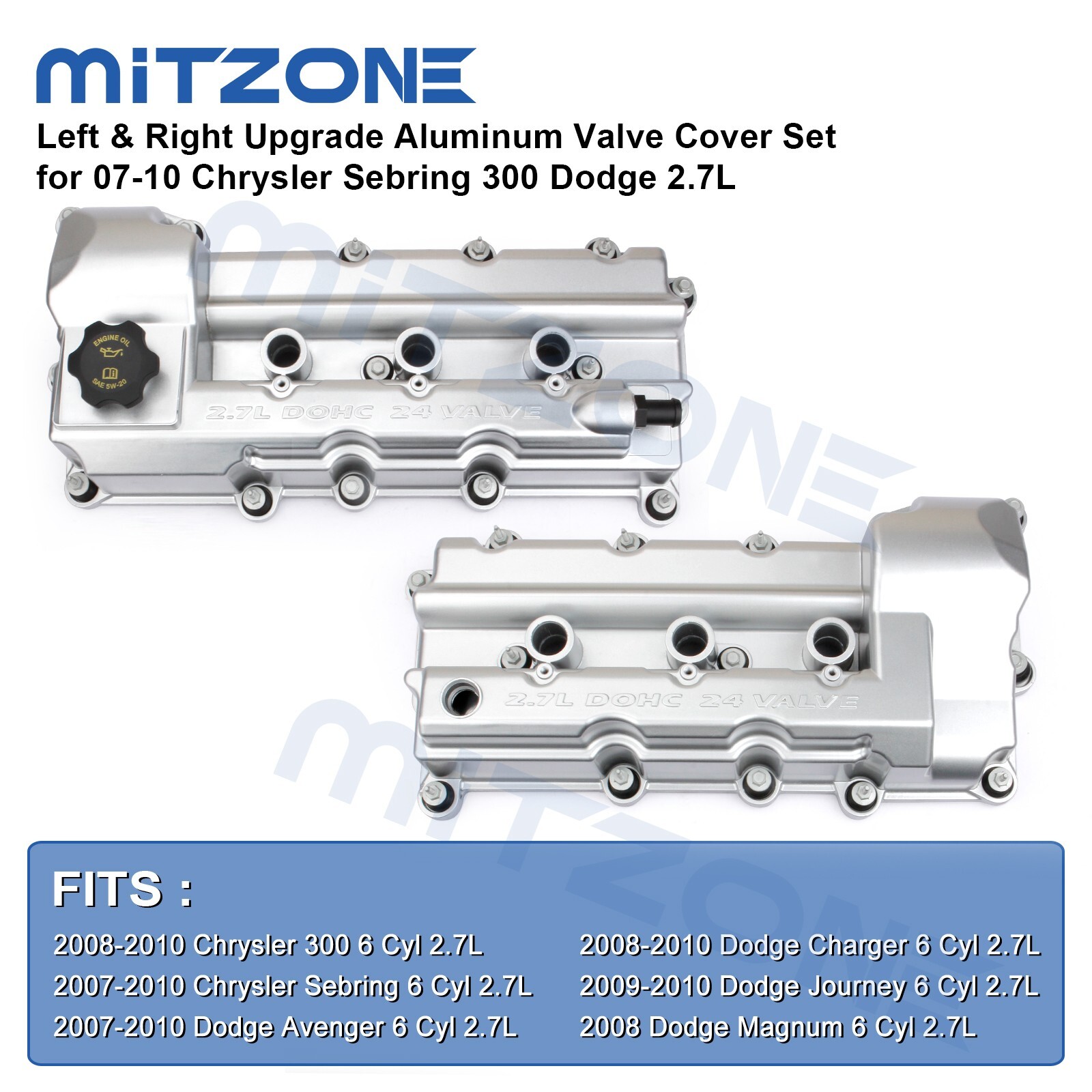 Left & Right ALUMINUM Valve Cover Set for 0710 Chrysler Sebring 300