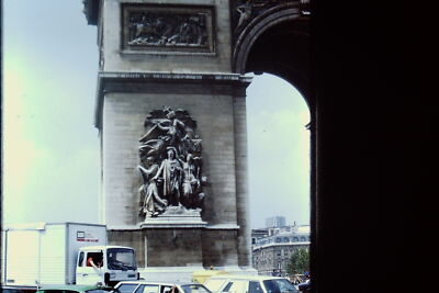 Vintage Kodak Slide Photograph Paris 1983  Archway View with Busy City Life