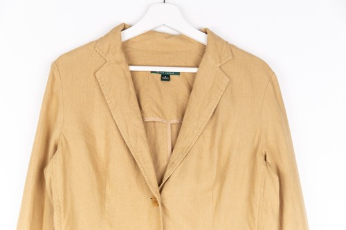 Lauren Ralph Lauren Linen Blazer Women’s Size 8 Beige Button Up Long Sleeve - Picture 2 of 12
