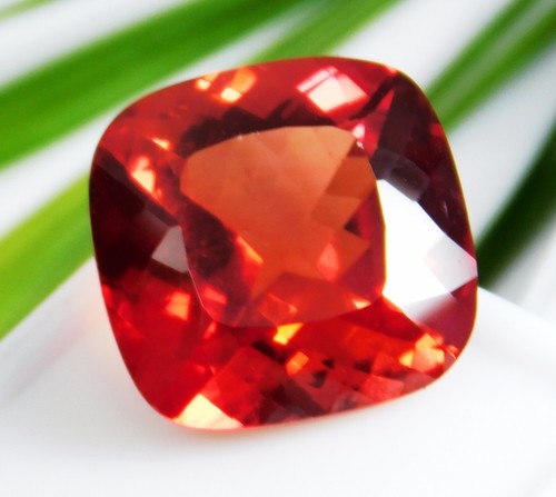 "Certified" 21 Ct Natural Mandarin Orange Garnet Radiant Shape Loose Gemstone - Picture 2 of 11