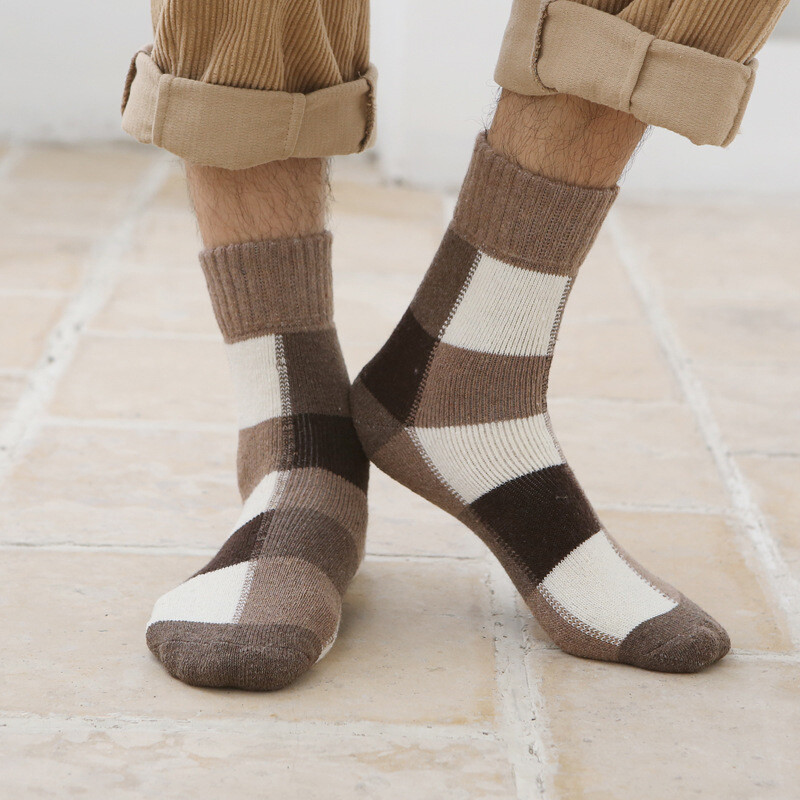 5 Pairs Mixed Winter Warm Merino Wool Men Socks Soft Casual Thick