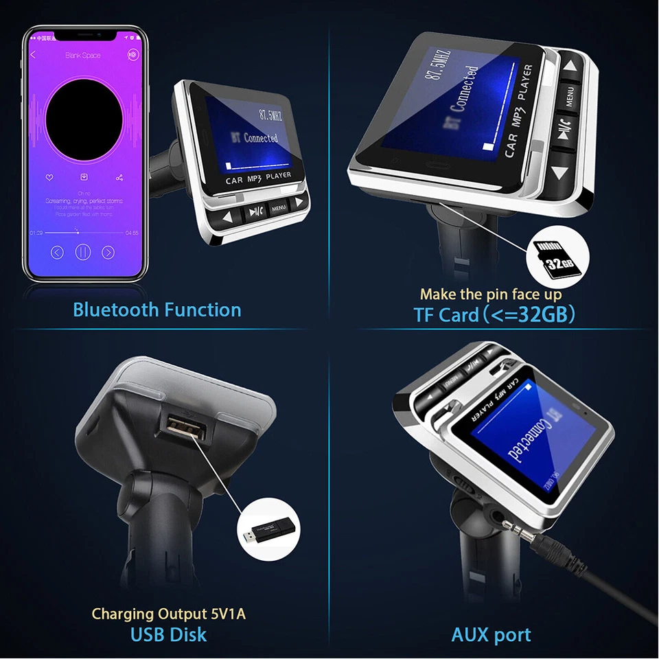 Bluetooth Wireless FM Transmitter Car MP3 Player Radio Adapter Kit USB Charger* - Image 4 of 4