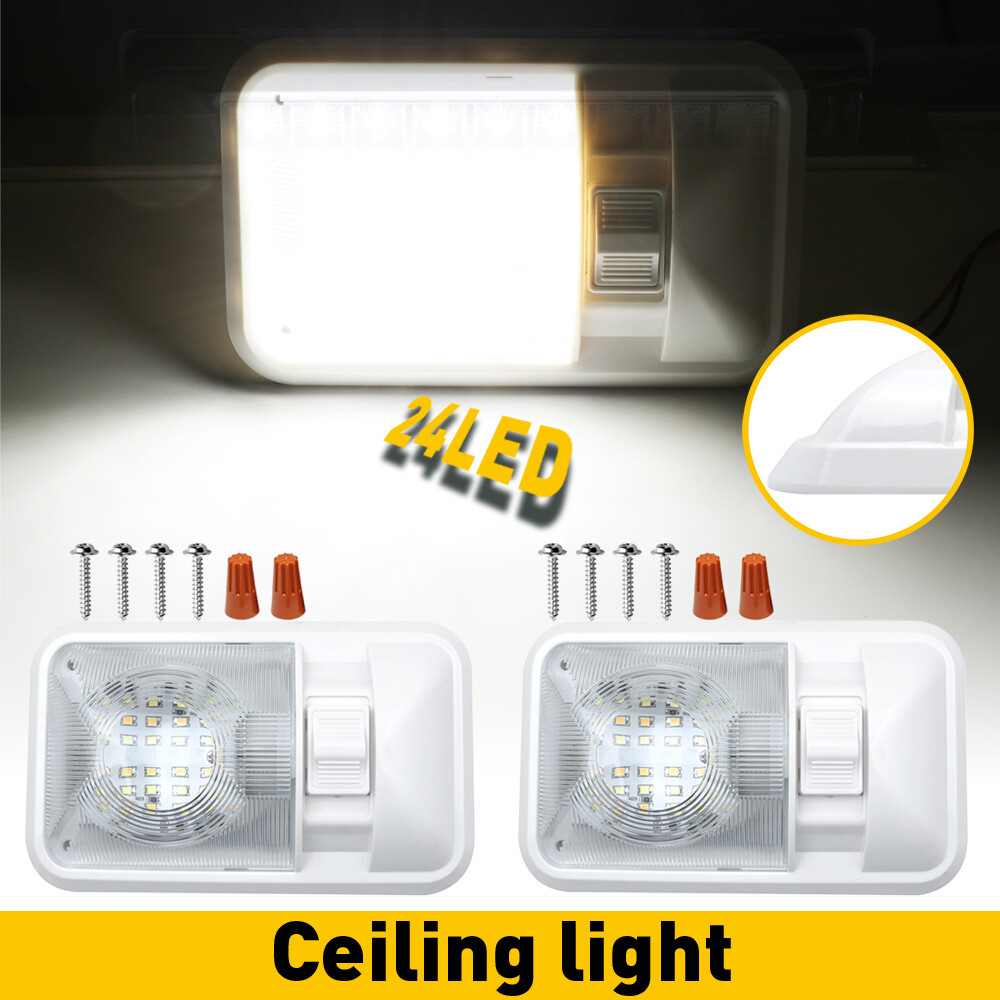 Upgrade Your RV with 2x White 12V LED Ceiling Dome Lights for Trailers and Campers