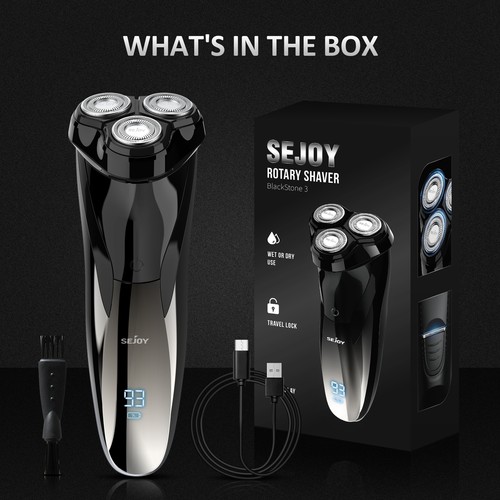 SEJOY Cordless Men's Electric Shaver Rotary Razor Beard Popup Sideburn