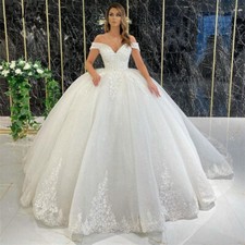 Off The Shoulder Wedding Dress For Women Lace Appliques Glitter Tulle Luxury