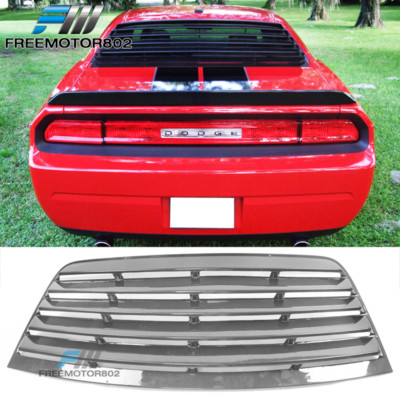 Fits 08-23 Dodge Challenger Rear Window Louver Carbon Fiber Print Rain Sun Guard