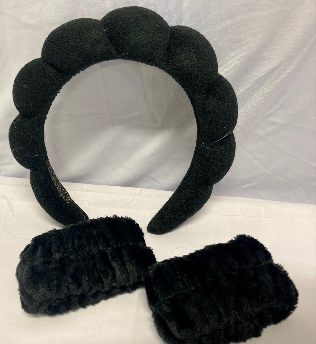 SPA Terry Headband & Wristbands Set for Face Washing Handmade Black 2024 Viral Trend