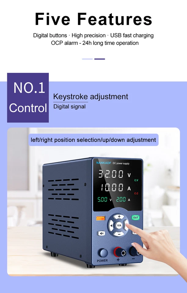 Newest DC 0~32V 0-10A Adjustable Lab DC Power Supply Variable Bench Switching - Image 4 of 4