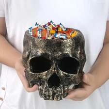 Halloween Skull Candy Dish Large  Skull Candy Bowl Holder Indoor Outdoor Decor