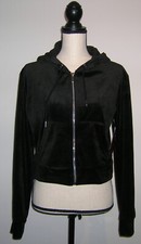 Women's Velour Plush Hoodie Junior's Size XL 15-17 Soft Black NoBo