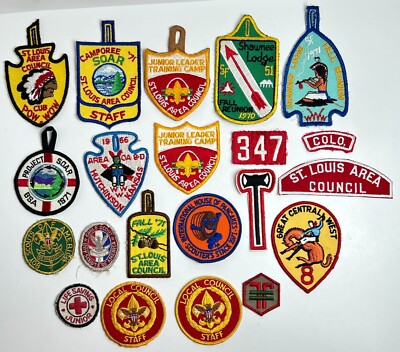 Vintage BSA Lot Of 21 Scout Patches Great Central IHOP Shawnee SOAR Pow Wow
