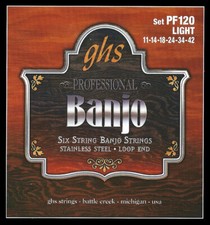 GHS PF120 Stainless Steel Banjo Strings; 6-String light gauges 11-42