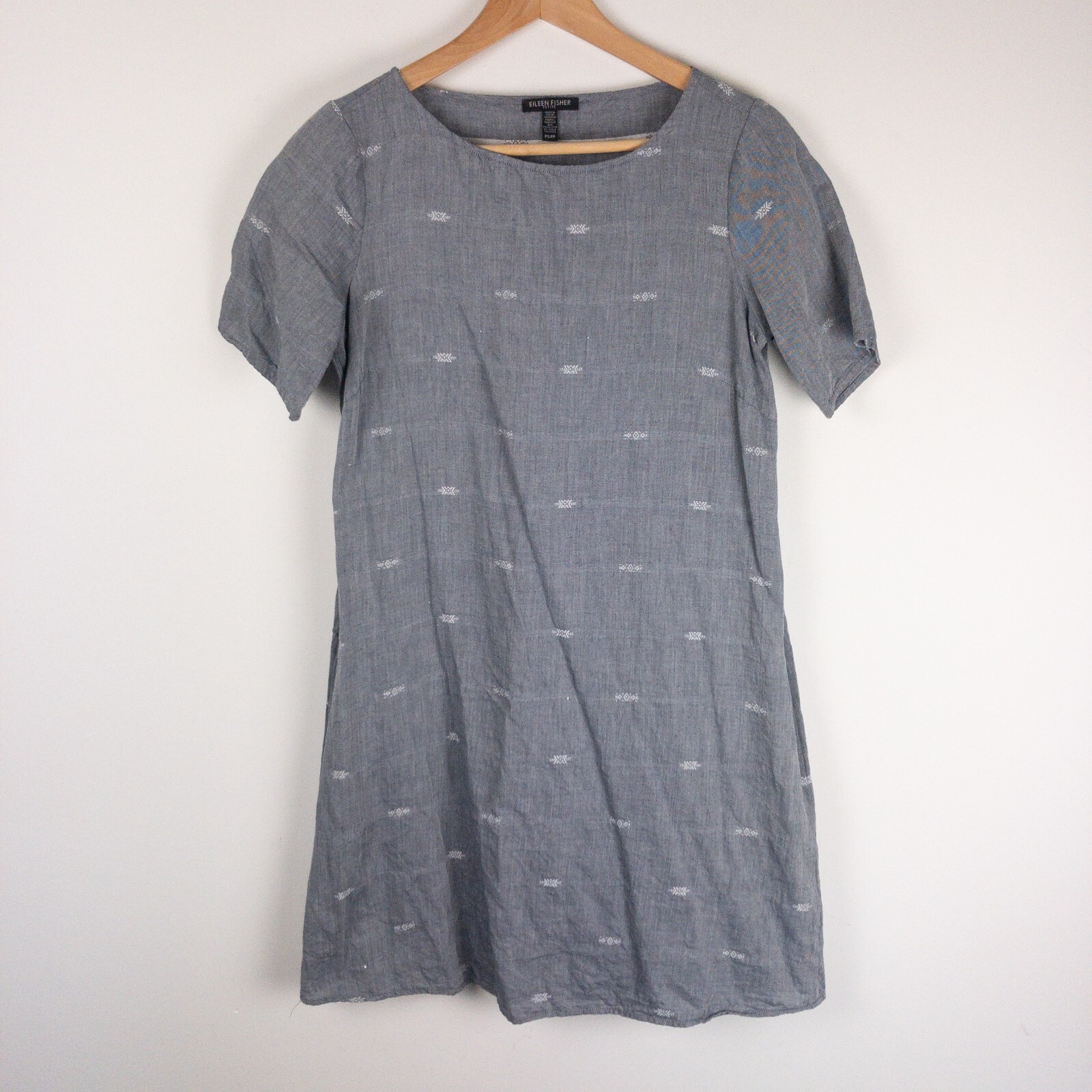 Eileen Fisher Dress Womens Petite Small Nomadic Stripe Organic Cotton Aztec