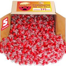Red Hot Cinnamon Candy Balls - 5 Pounds - Individually Wrapped Hot Fire
