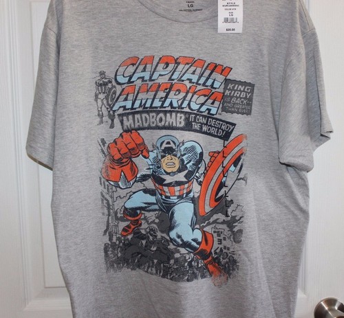 NEU MIT ETIKETT HERREN MARVEL COMICS CAPTAIN AMERICA LARGE GRAU GRAFIKDRUCK T-SHIRT SHIRT - Bild 2 von 3