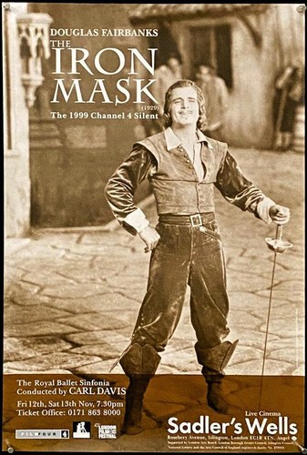 G329     THE IRON MASK English double crown movie poster '99 Fairbanks Sr.