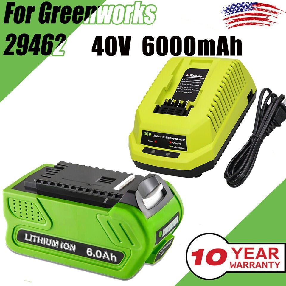 Upgraded 6000mAh 40 Volt Lithium ion 29462 29472 Battery for GreenWorks 40V GMAX