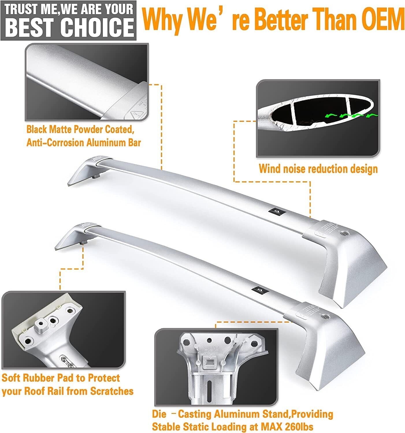 Roof Rack Cross bars for 2020 2023 Toyota Highlander XLE XSE Limited