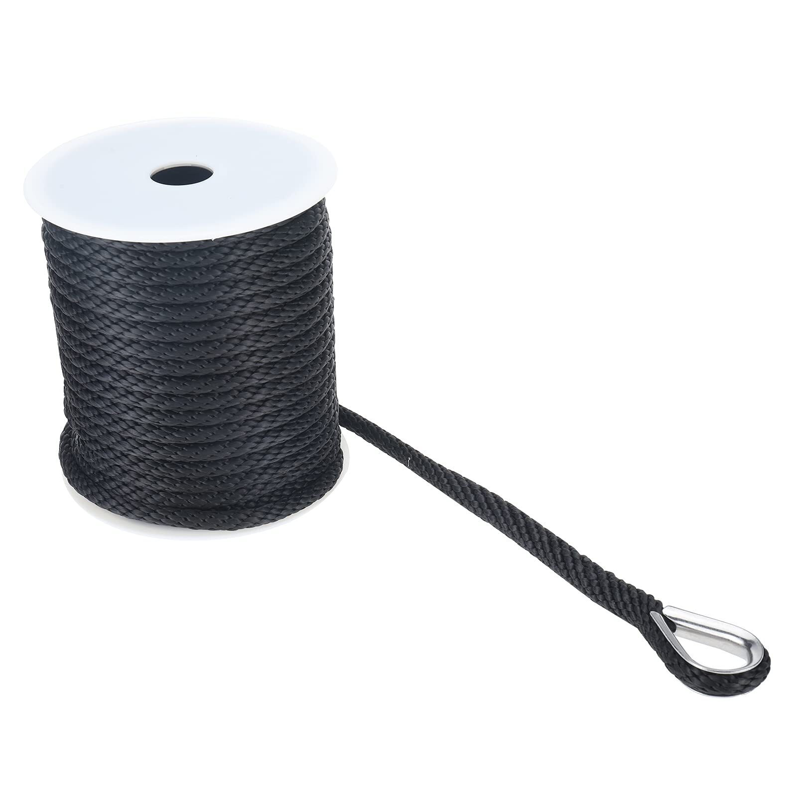 3/8 Inch 50FT Solid Braid MFP Nylon Rope Anchor Line with Thimble Boat