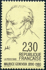 TIMBRE France 1990 N°  2671 ** ( MAURICE GENEVOIX ) TBE