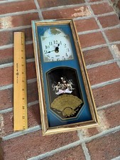 VTG Elgin Wooden Wall Clock Gold Flowers & Bouquet Decor Quartz Made in USA 13"H