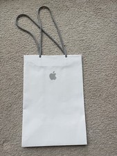 Genuine APPLE LOGO Store Shopping Retail White Recycled Paper Bag 11.25X7.75 X 5