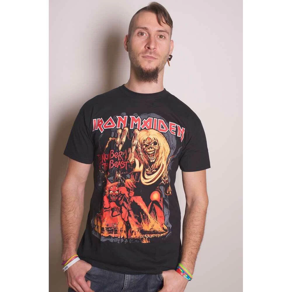 Official Iron Maiden T Shirt Number Of The Beast Graphic Classic Rock Metal Band