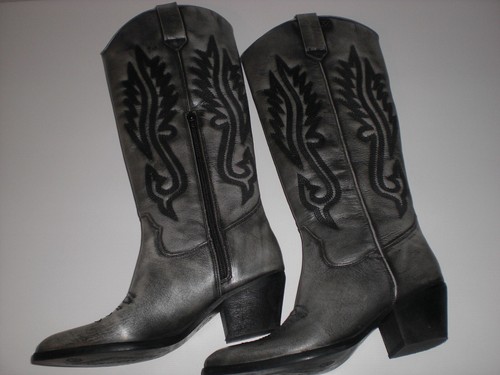 LAZAMANI Weitschaftstiefel Stiefel Overknee Damen Gr. DE 36 silber western Neu - Bild 4 von 4