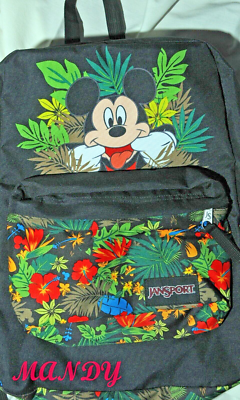 floral disney jansport backpack NWT Jansport Backpack Disney High Stakes Mickey Mouse Tropical Floral Full  Size