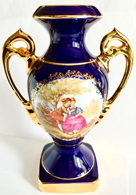 Vintage großzügige gold vergoldete handverzierte französische Limoges 9''/23cm Vase / Urne