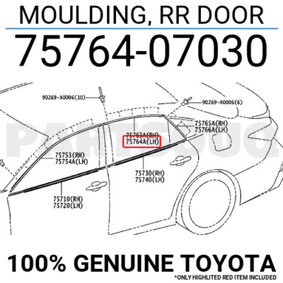7576407030 Genuine Toyota MOULDING, RR DOOR 75764-07030 | eBay
