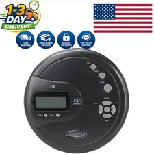 Black Portable CD Player with Anti-Skip, FM Radio, Stereo Earbuds Compact