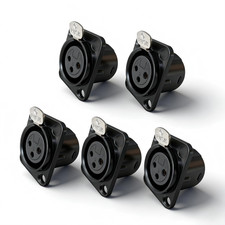 5Pcs XLR 3Pin Female panel mount chassis, Fine black nickel plated housing