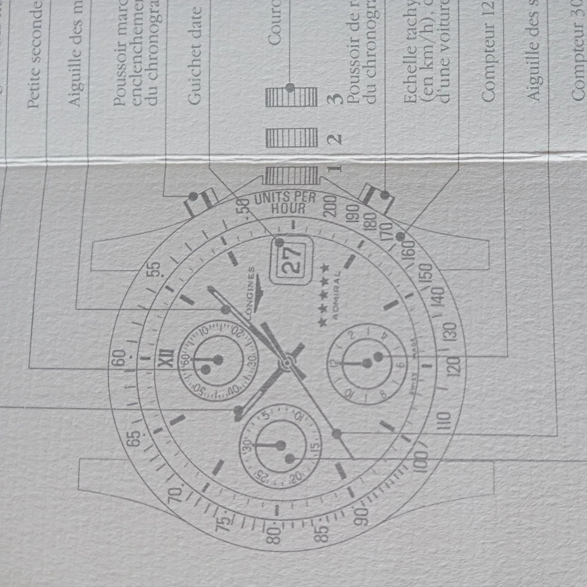 Longines ALMIRAL Cal. 685, folleto de instrucciones - folleto de instrucciones antiguo