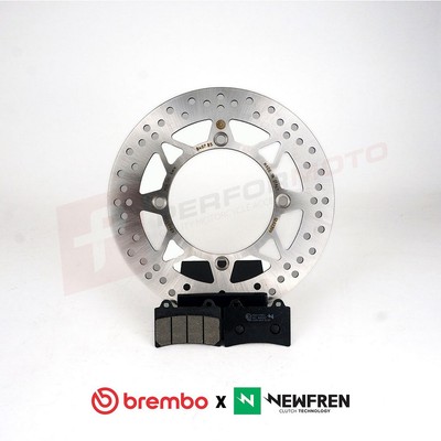 Brembo Bremsscheibe vorne + Newfren BT1 Beläge für Yamaha XV 950 Bolzen R-Spec 2016-18