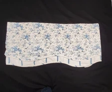 Waverly Blue and Off White Floral Valances Blue Layered Stripe Scalloped