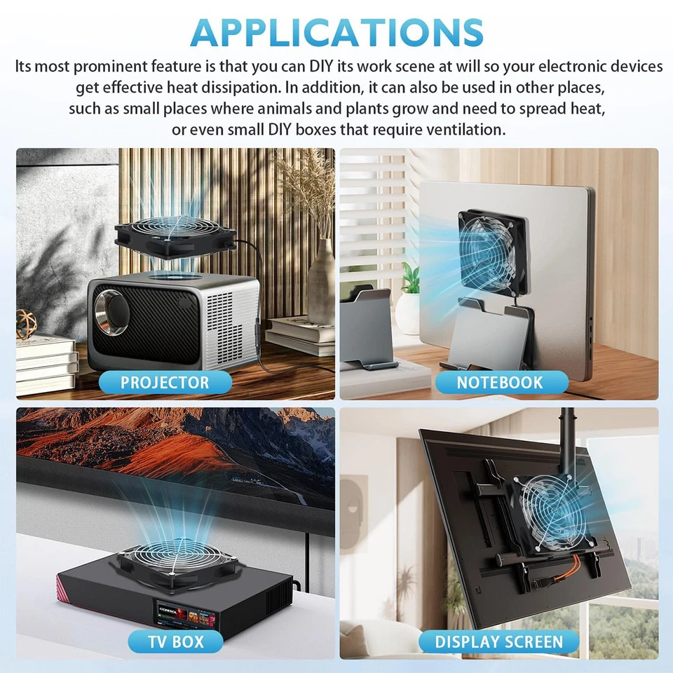 USB PC Ventilator lüfter 120mm Leise Gehäuselüfter Einstellbare Fan 12V - Bild 3 von 4