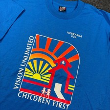 Vintage 90s Nebraska PTA Vision Unlimited Children First T Shirt USA Made XL