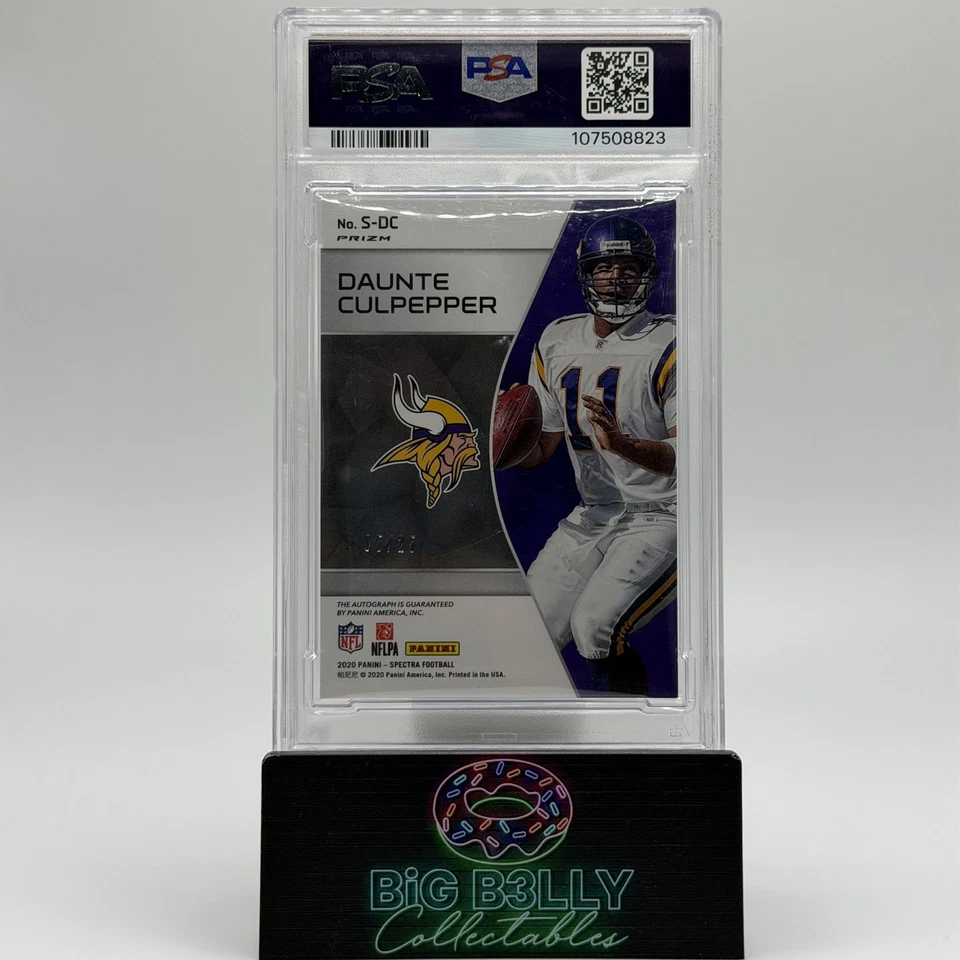 2020 Spectra Signatures Daunte Culpepper Neon Pink Prize Auto /25 PSA 9 #S-DC - Image 2 of 4