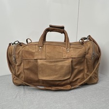 VINTAGE GENUINE LEATHER DUFFEL BAG 24 IN BROWN TRAVEL WEEKENDER MADE IN MEXICO