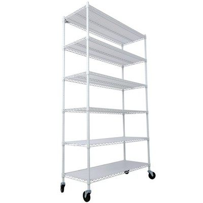 6 Tier Wire Shelving Unit NSF Metal Shelf 6000 LBS Capacity Storage Rack w/Wheel