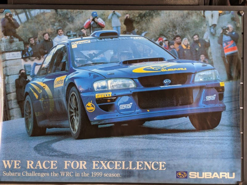 Vintage 1999 Subaru Impreza, World Rally Car Full Color Poster, 555 Racing Team