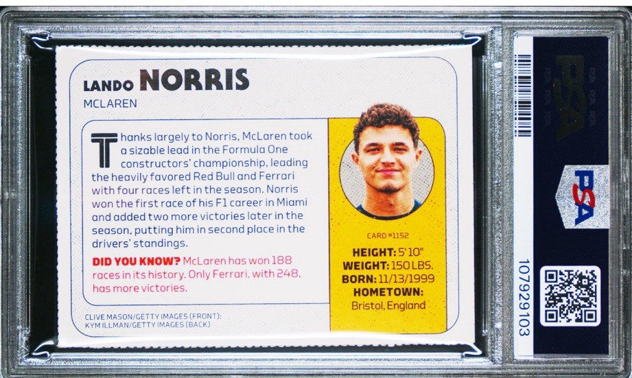 LANDO NORRIS RARE 2024 Sports Illustrated for Kids SI POP 1/1 F1 McLaren PSA 8 view 2