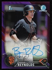 2016 Bowman Draft Chrome Pick Purple Refractor 182/250 Bryan Reynolds Auto 0g4
