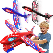 3 Pack Airplane Launcher Toy with Glowing Eyes  Web-Pattern Wings,2 Flight Mode