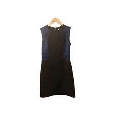 Sandro Reputation  Dress Women Size UK 8 Blue Black Quilted Panels Parisian Chic